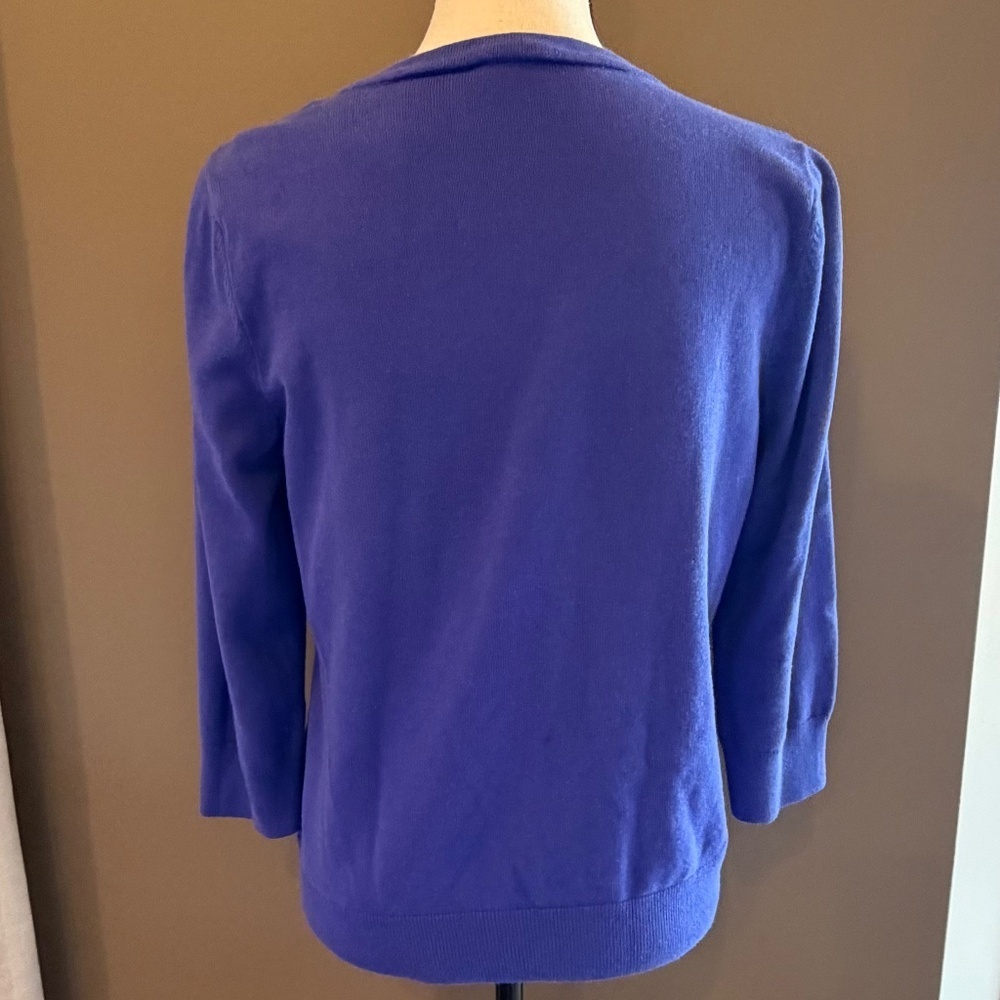 Talbots Women's Blue Purple Cardigan Classic Crochet, Size Large - Picture 5 of 10